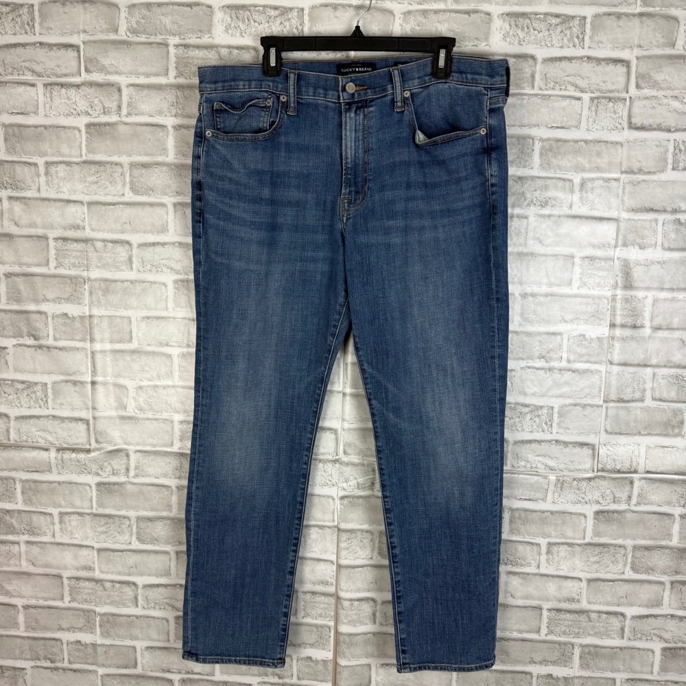 Lucky Brand 121 Slim Jeans Mens 38x30 Medium Wash Blue Denim Straight Leg Pants